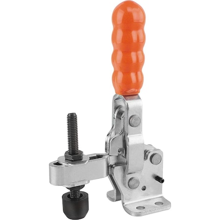Kipp Toggle Clamp, Horizontal Foot, Standard, F2=4500, Adj Clamping Spind M10X80, Steel Galvanized K0058.0350